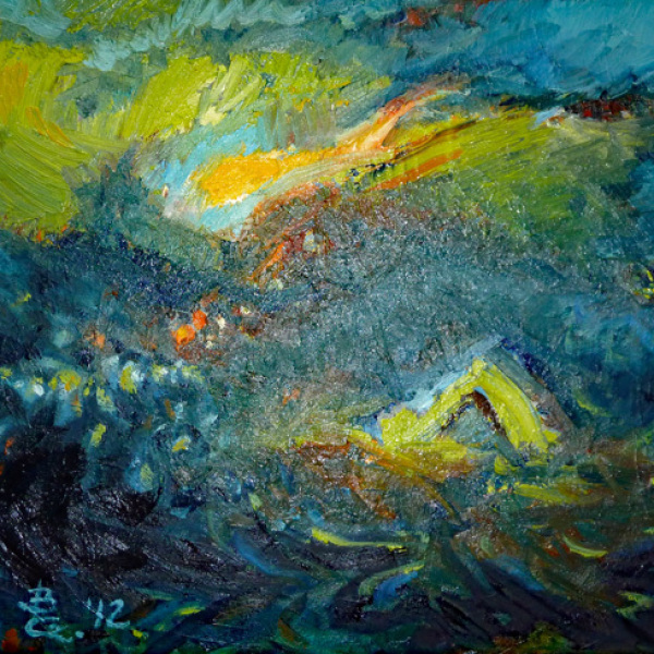 Boguslawa Czarnecka’s art with shades of blue, green and yellow