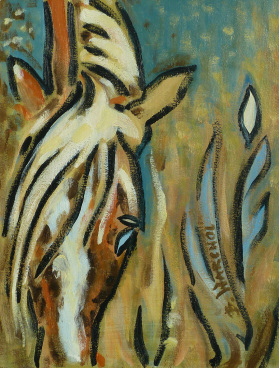 Oil painting of a horse called Wheat Field
