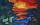 Art piece with shades of blue, green, black, orange, red and yellow