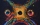 black hole with yellow and blue, abstract expressionism 
